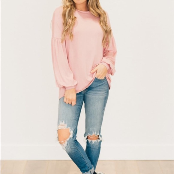 NEW Blush Bubble Sleeve Top - Picture 2 of 8